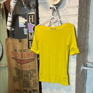 Lauren Ralph Lauren Women Small Petite Boatneck 3/4  Sleeve Yellow Top